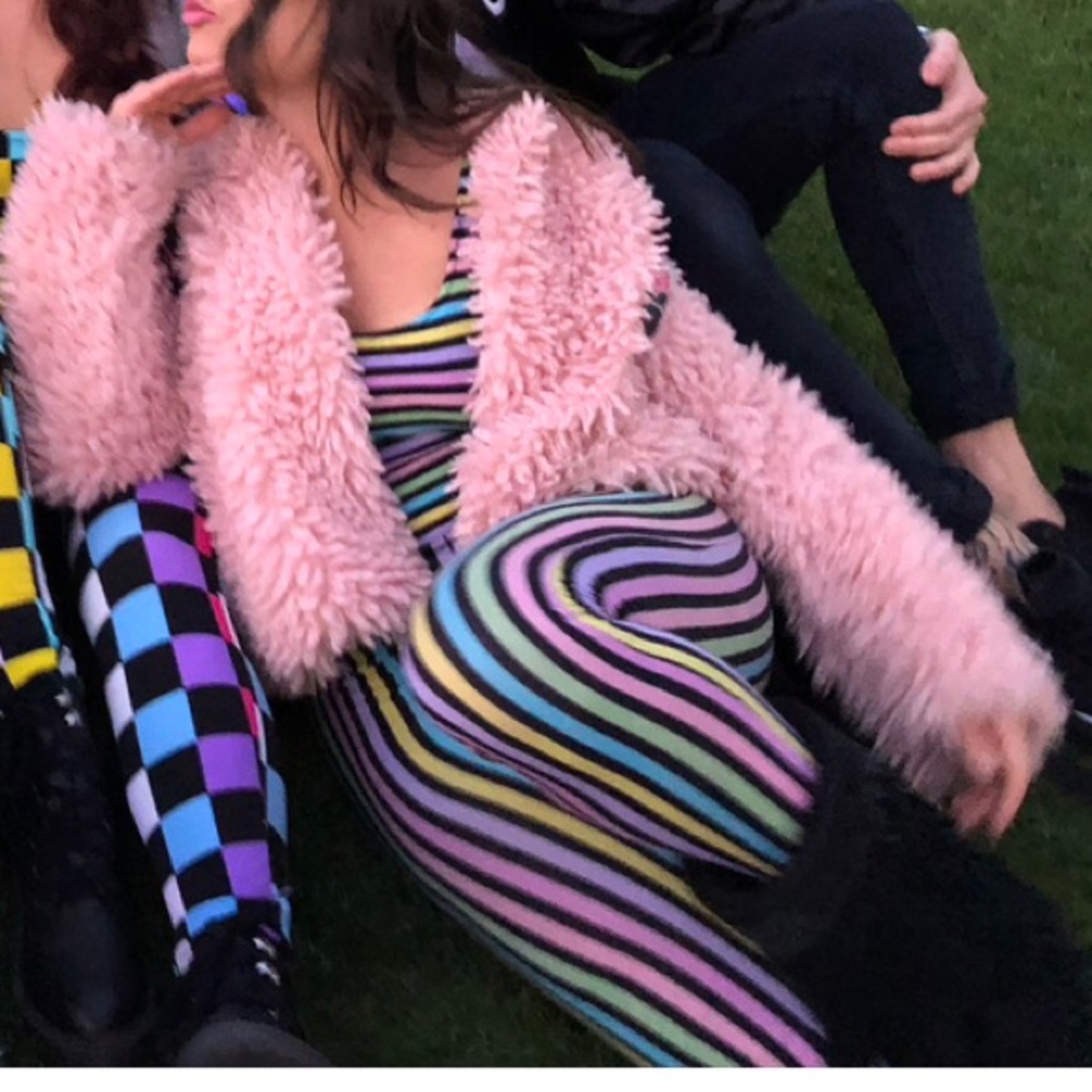 Pink fur coat